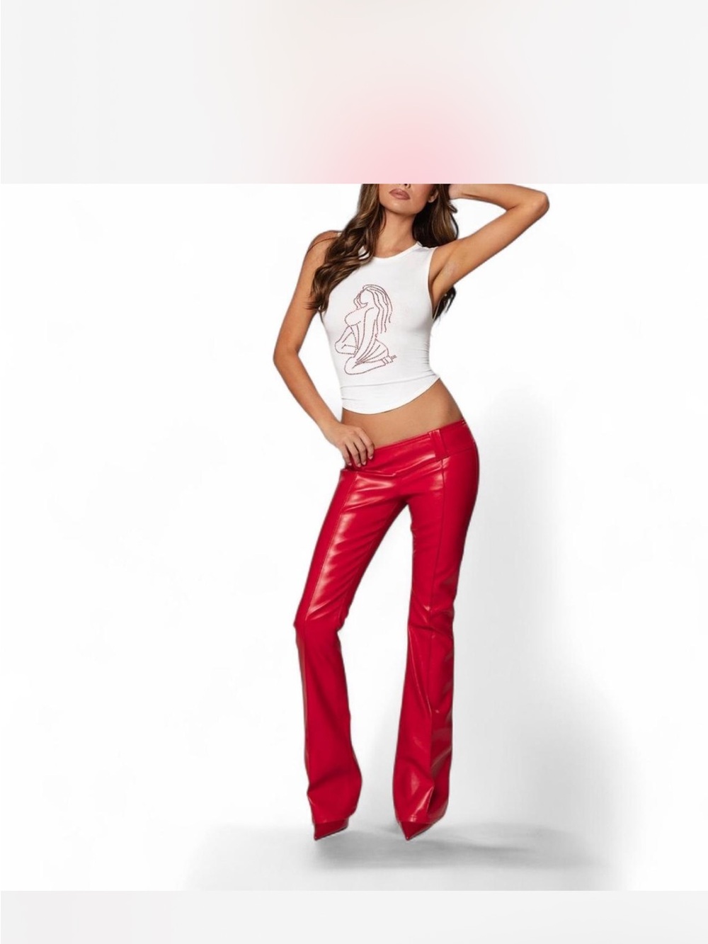 REVICE Red Faux Leather Bootcut Pants